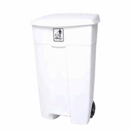 Lixeira Branca Com Pedal e Rodas 100L Perfect