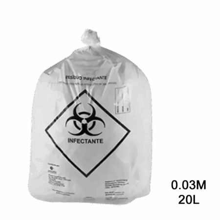 Saco para lixo branco hospitalar 20L 0.03m com 100 unidades