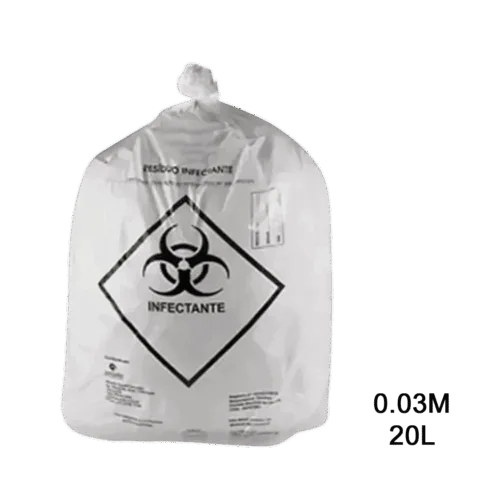Saco para lixo branco hospitalar 20L 0.03m com 100 unidades