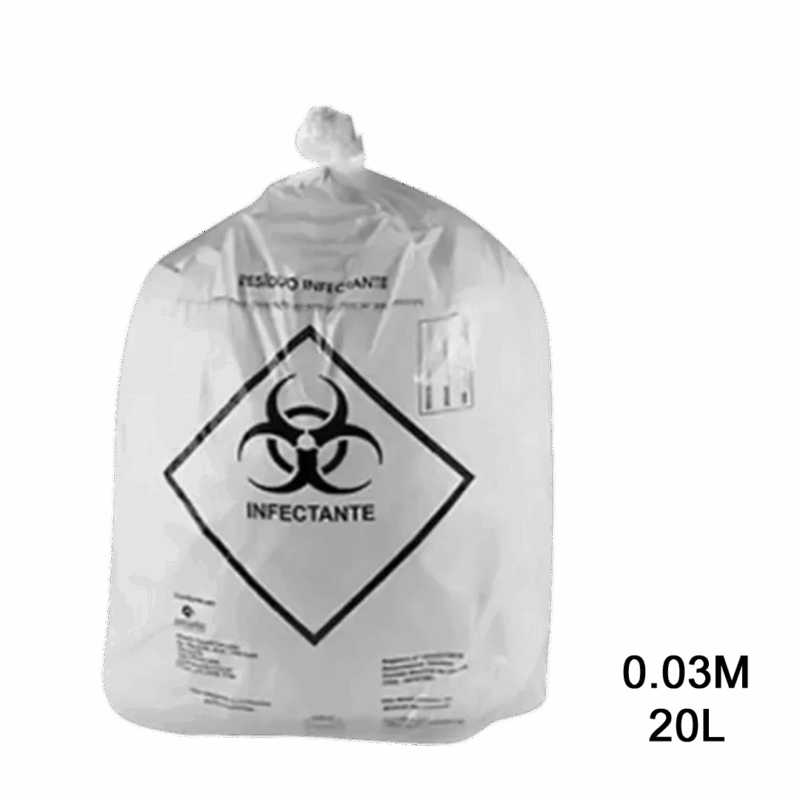 Saco para lixo branco hospitalar 20L 0.03m com 100 unidades