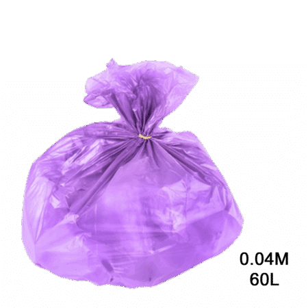Saco para lixo lilas 60L 0.04m com 100 unidades