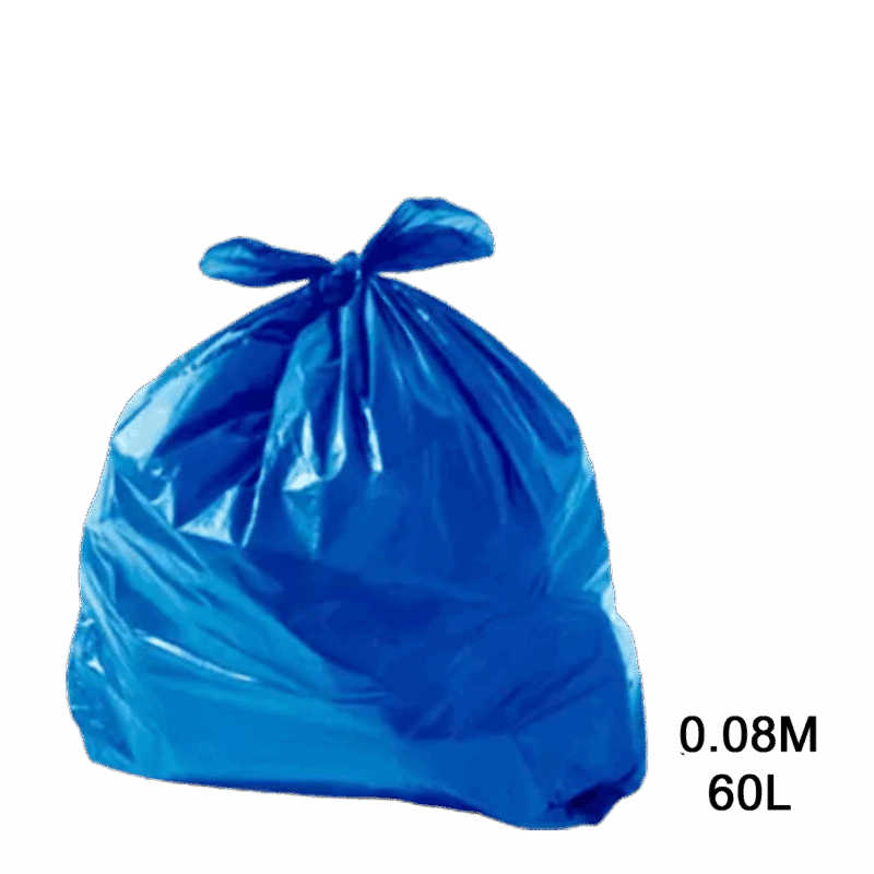 Saco para lixo azul 60L 0.08m com 100 unidades