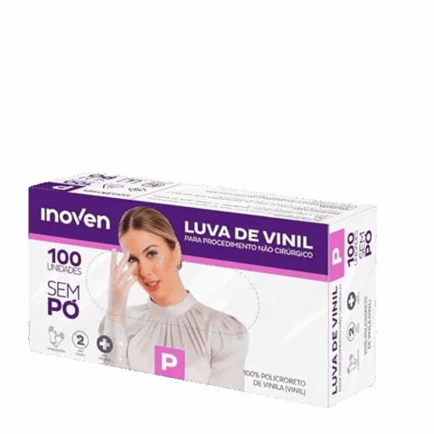 Luva Vinil Inoven sem pó P caixa com 100 unidades