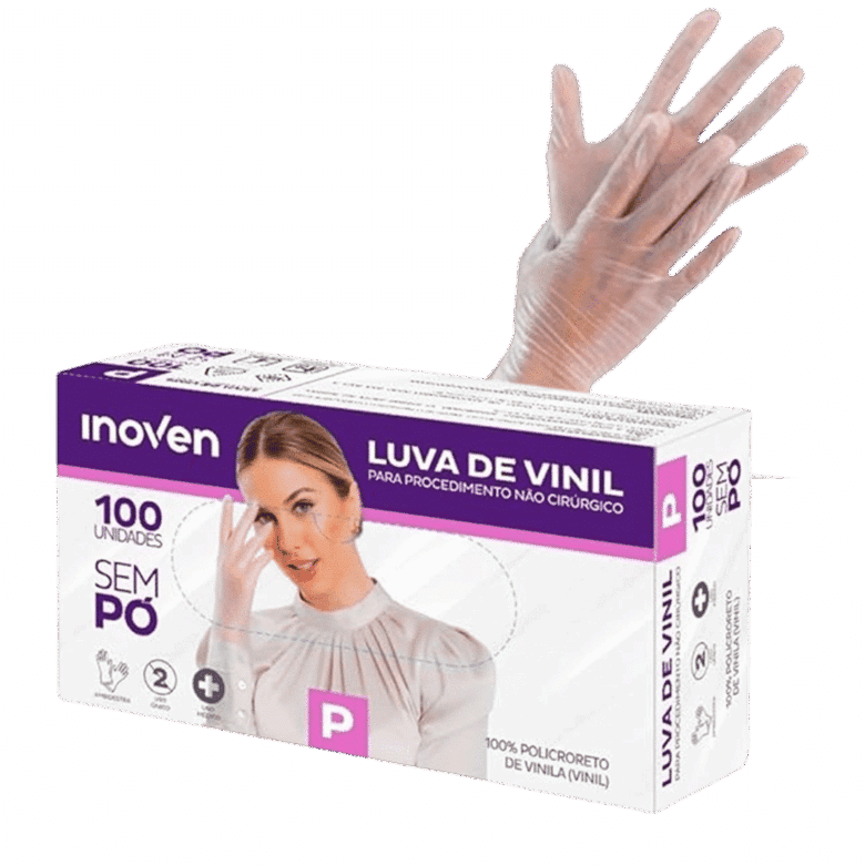 Luva Vinil Inoven sem pó P caixa com 100 unidades - Imagem 2