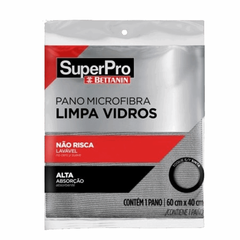 Pano Microfibra Limpa Vidro 60x40cm - Superpro