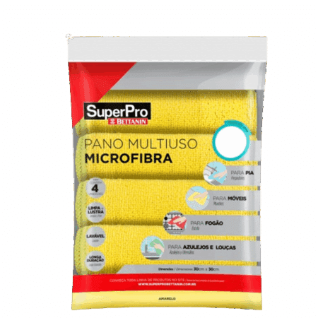 Pano Multiuso Microfibra Amarelo 30cmx30cm Superpro - Kit Com 4 Unidades