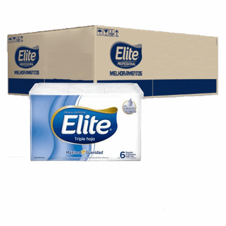 Lenço de papel folha tripla Elite Pocket c/ 2.100 folhas. (35 packs X 6 bags de 10 folhas)