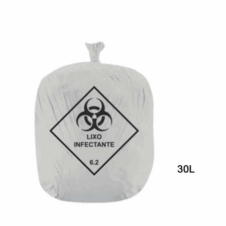 Saco para lixo hospitalar branco 30L c/ 100 unidades