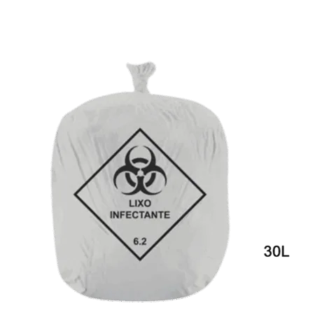 Saco para lixo hospitalar branco 30L c/ 100 unidades