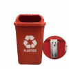 Lixeira com suporte metalico 50L vermelho com logo - Bralimpia
