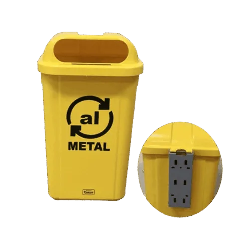 Coletor 50L amarelo c/ suporte plastico com adesivo - Bralimpia