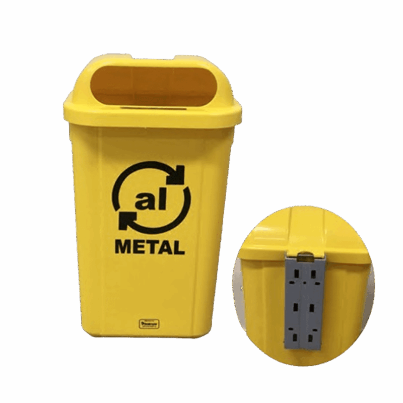 Coletor 50L amarelo c/ suporte plastico com adesivo - Bralimpia