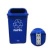 Coletor 50L azul c/ suporte plastico com adesivo - Bralimpia