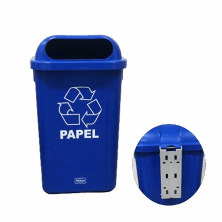 Coletor 50L azul c/ suporte plastico com adesivo - Bralimpia