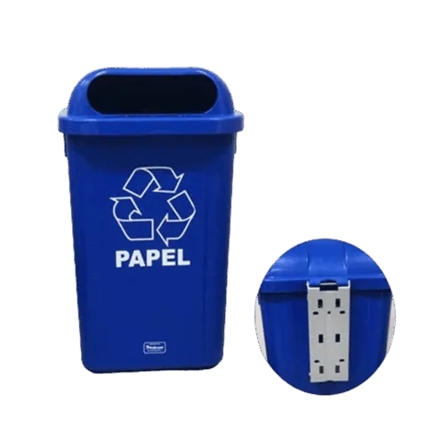 Coletor 50L azul c/ suporte plastico com adesivo - Bralimpia