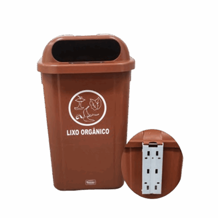 Coletor 50L marrom c/ suporte plastico com adesivo - Bralimpia