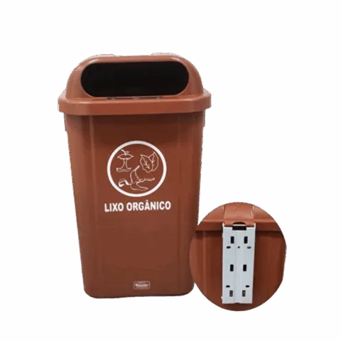 Coletor 50L marrom c/ suporte plastico com adesivo - Bralimpia