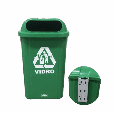 Coletor 50L verde c/ suporte plastico com adesivo - Bralimpia