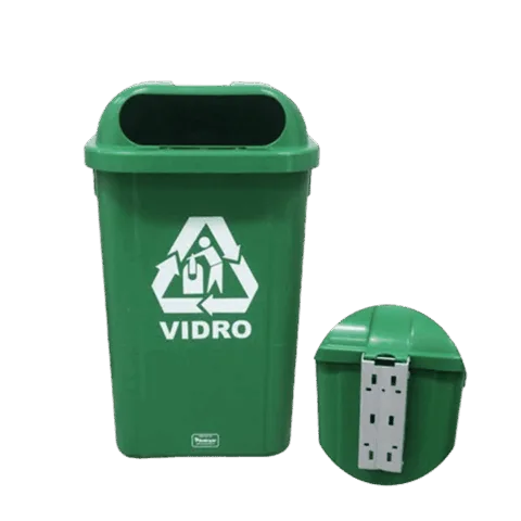 Coletor 50L verde c/ suporte plastico com adesivo - Bralimpia