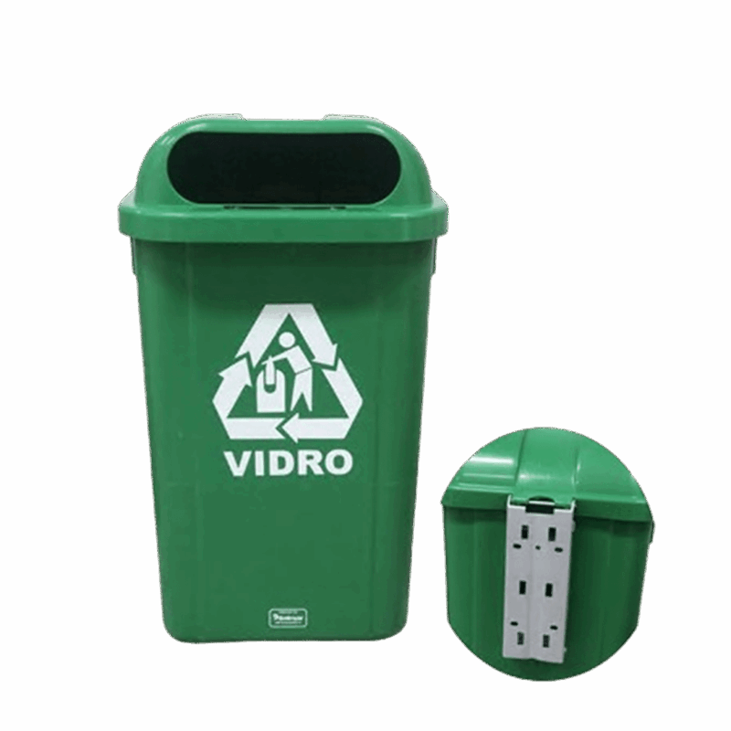 Coletor 50L verde c/ suporte plastico com adesivo - Bralimpia