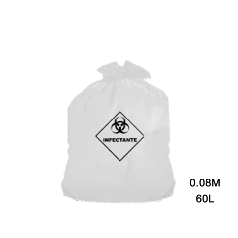 Saco de lixo branco hospitalar 60L 0,08m com 100 unidades