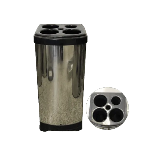 Lixeira inox quadrada com tampa para 500 copos 24x50cm