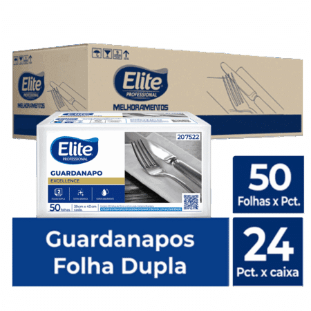 Guardanapo Folha Dupla Excellence c/ 24 pacotes de 50 folhas - Tamanho:39 x 40 cm