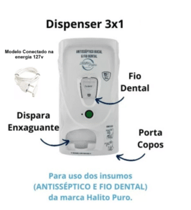 Dispenser 3 em 1 enxaguatório bucal hálito puro - 127v branco