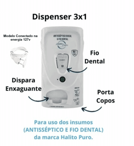 Dispenser 3 em 1 enxaguatório bucal hálito puro - 127v branco