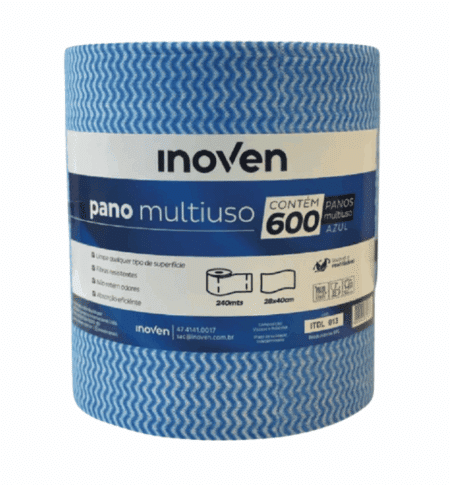 Pano Multiuso Rolo com 240m Azul  Perflex com 600 panos de 28x40cm 35g/m² - INOVEN