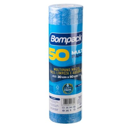 Pano Multiuso BOMPACK Azul Perflex com 50 panos de 30X50cm 35g/m²