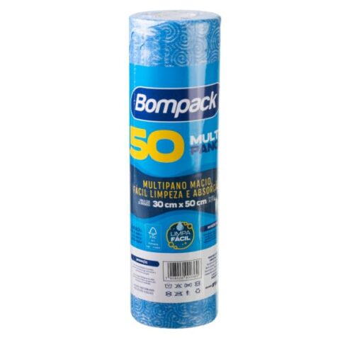 Pano Multiuso BOMPACK Azul Perflex com 50 panos de 30X50cm 35g/m²