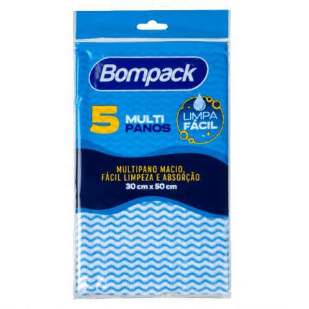 Pano Multiuso BOMPACK Azul  Perflex com 5 unidades de 30x50cm 35g/m²