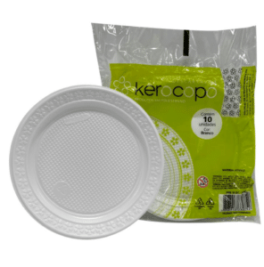 Prato descartável Raso Branco Kerocopo 15cm pcte 10 Un