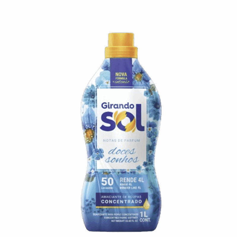 Amaciante Concentrado Azul Doces Sonhos Girando Sol 1L