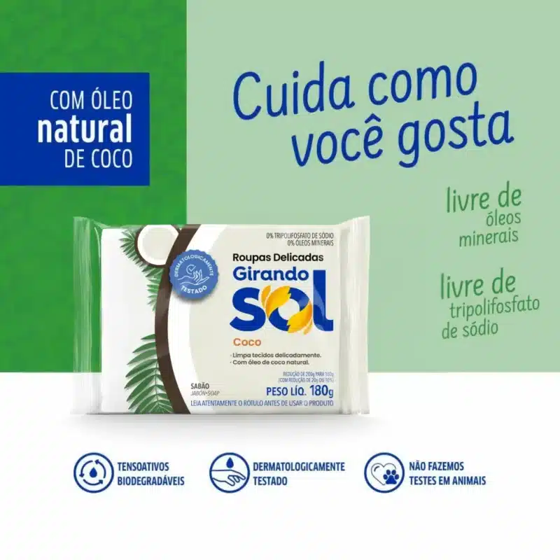 Sabao Em Barra Coco 180g Girando Sol - Imagem 2