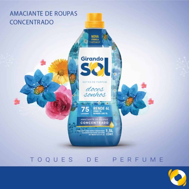 Amaciante Concentrado Azul Doces Sonhos Girando Sol 1L - Imagem 2