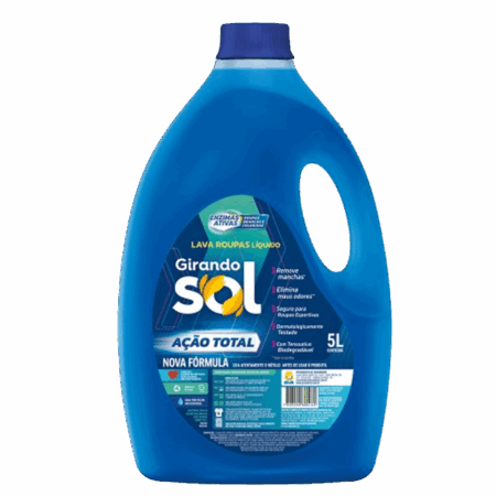 Sabão Líquido Lava Roupa Girando Sol Ação Total 5L