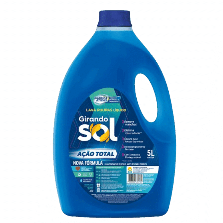 Sabão Líquido Lava Roupa Girando Sol Ação Total 5L
