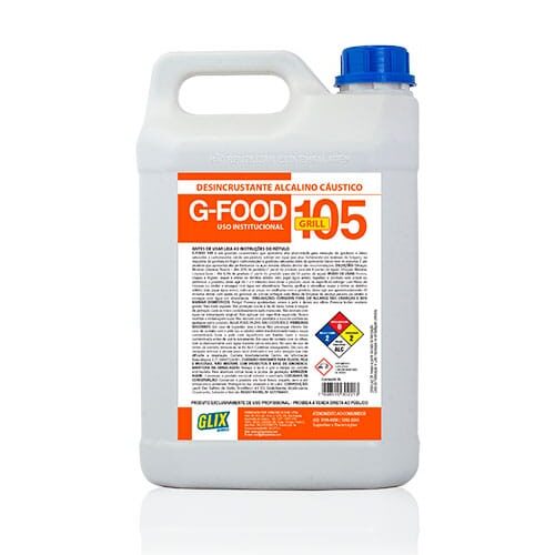 G-FOOD 105 GRILL - Desengordurante Desincrustante Alcalino para Chapas/Coifas  5 L - Até 1:9 - GLIX