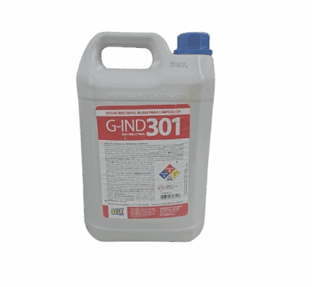 G-IND 301 - Desincrustante Ácido para limpeza CIP (Cleaning In Place) 5L - Até 1:50  - GLIX