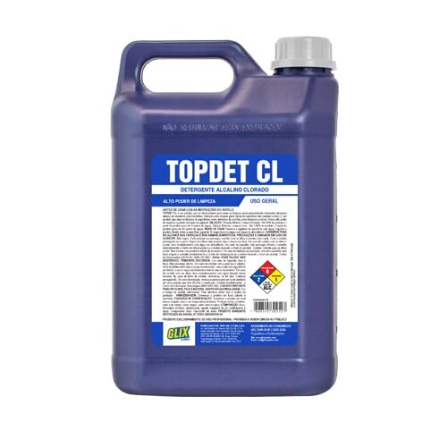 TOPDET CL - Detergente Alcalino Clorado 5L - Até 1:60 - GLIX