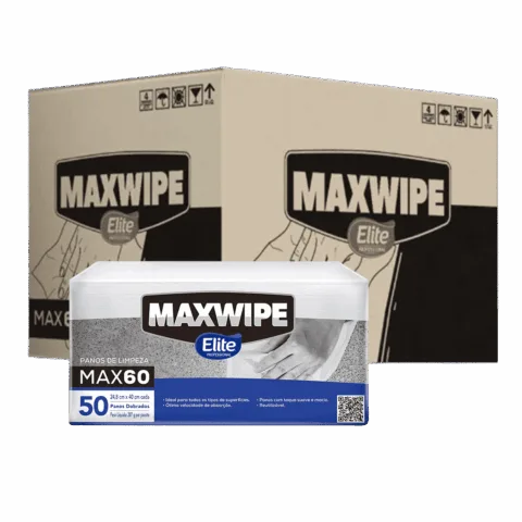 Pano MultiUso MAXWIPE MAX60 Dobrado Fardo com 12 pacotes de 50 folhas