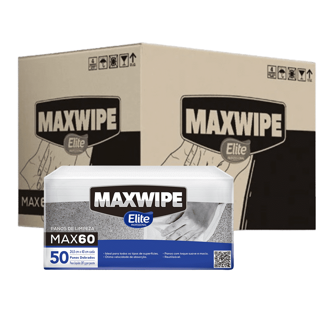 Pano MultiUso MAXWIPE MAX60 Dobrado Fardo com 12 pacotes de 50 folhas