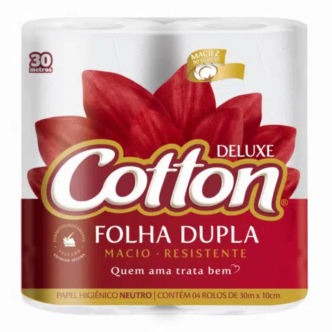 Papel Higiênico Rolo Cotton folha dupla c/ 64 rolos de 30m