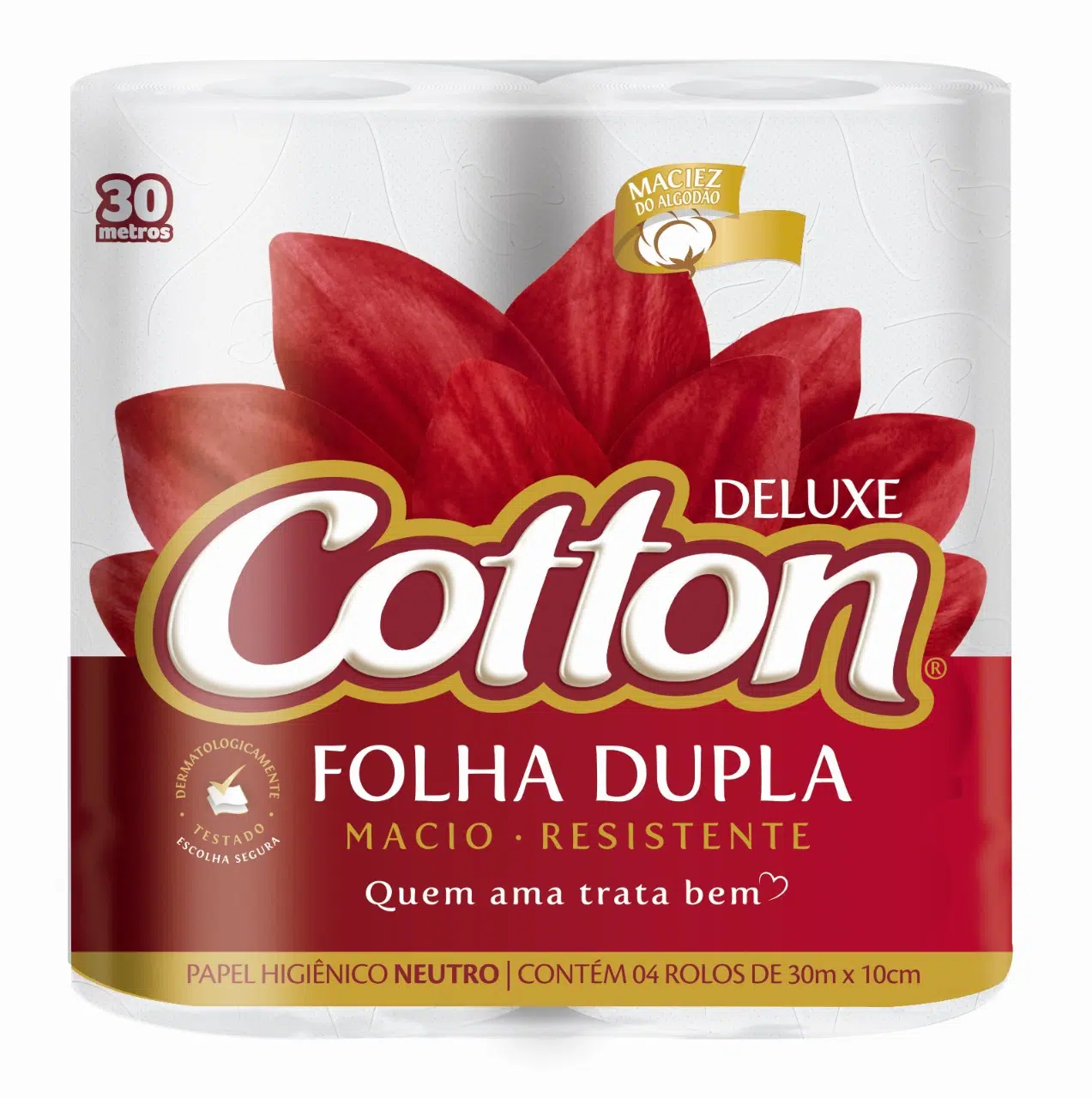 Papel Higiênico Rolo Cotton folha dupla c/ 64 rolos de 30m