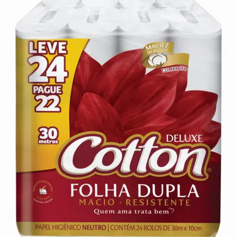 Papel Higiênico Rolo Cotton folha dupla c/ 72 rolos de 30m