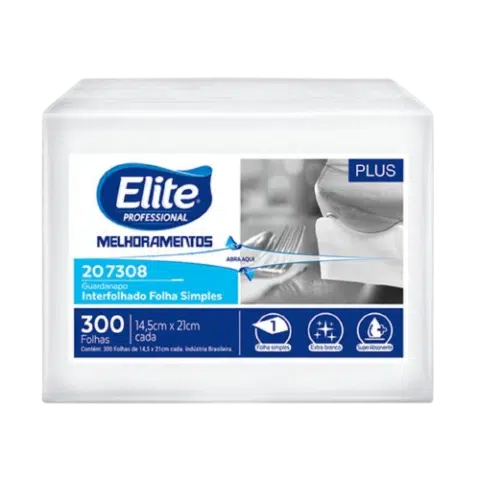 Guardanapo Interfolhado Folha Simples Plus pacote de 300 folhas -  Elite