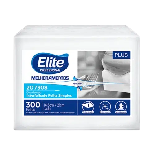 Guardanapo Interfolhado Folha Simples Plus pacote de 300 folhas –  Elite
