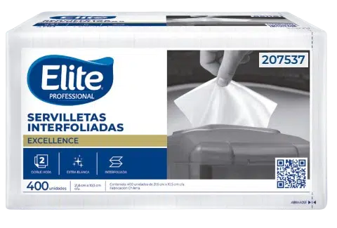 Guardanapo Interfolhado Folha Dupla - Pacote com 400 folhas - Elite